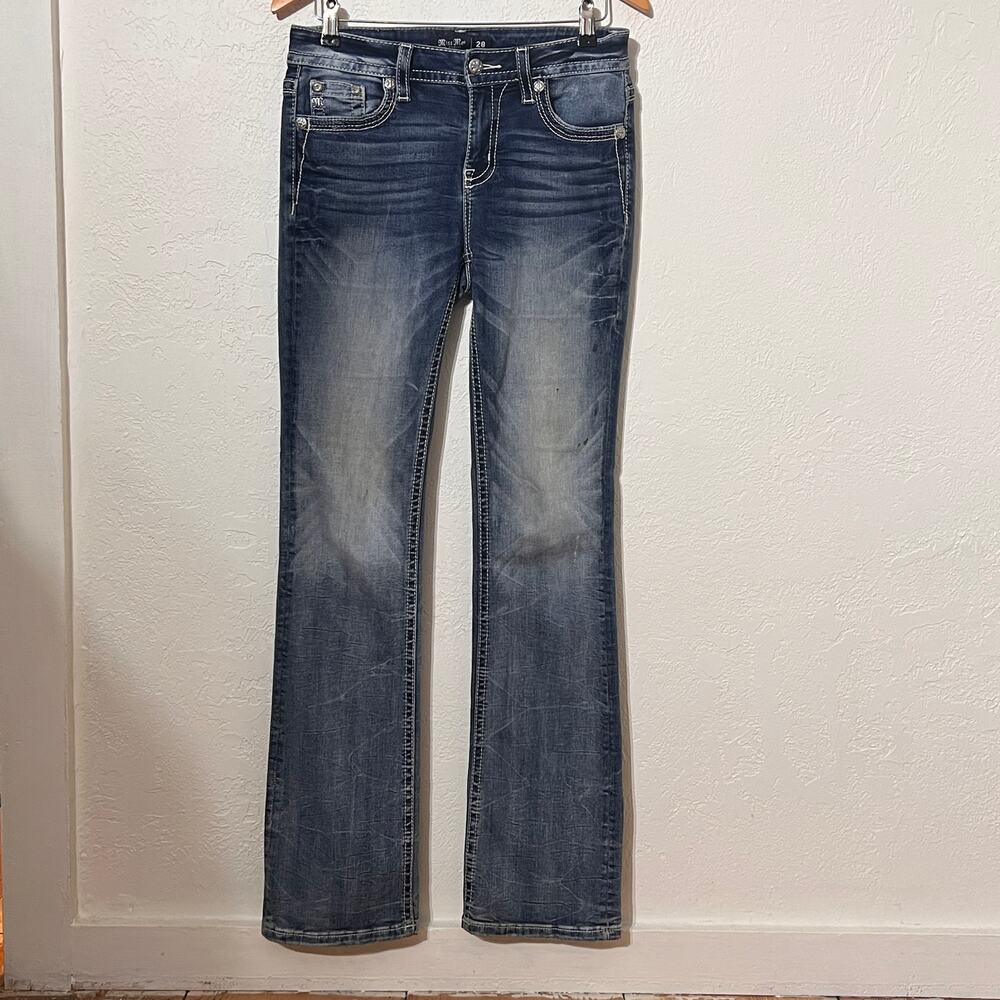 Miss Me LA Bootcut Jeans 28 Rhinestone Sequin Western Y2K Glam